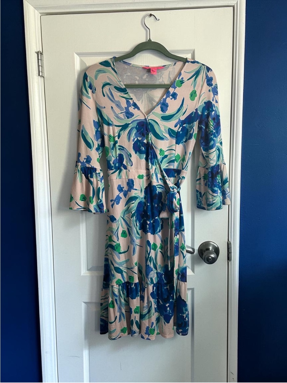 Lilly Pulitzer Misha True Wrap Dress Pink Tropics Sweet Pea Print Small